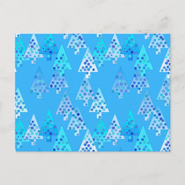 Modern blomma Julgranar - blått himlar Helg Vykort (Framsida)