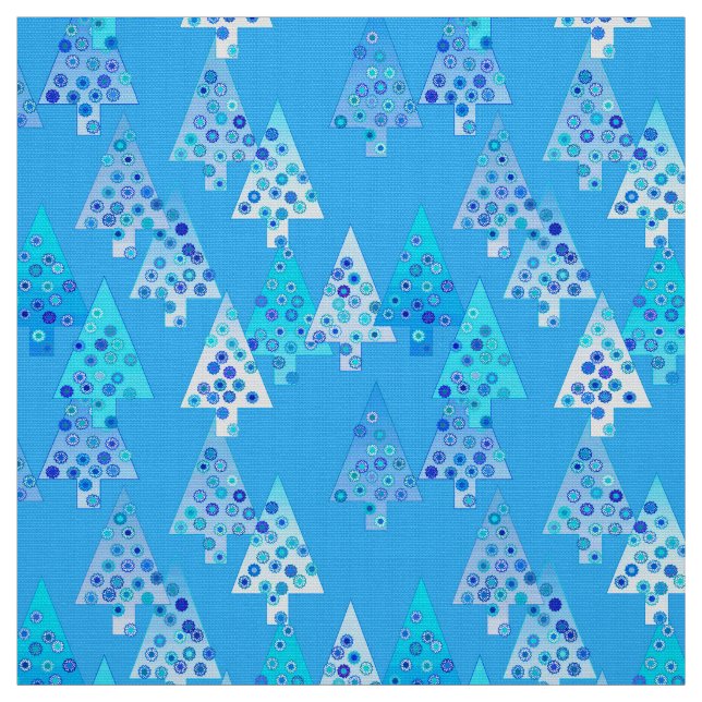 Modern blomma Julgranar - blått himlar Tyg (Provkarta)