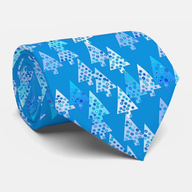 Modern blomma Julgranar - havsblått Slips (Rullad)