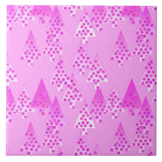 Modern blomma Julgranar - orkidé och violett Kakelplatta (Framsidan)