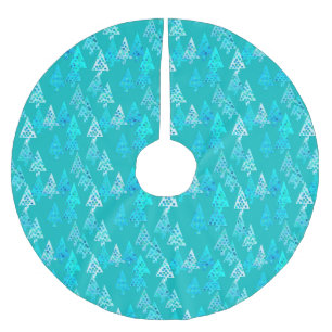 Modern blomma Julgranar - turkos Julgransmatta Borstad Polyester