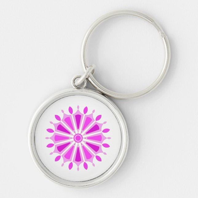 MODERN BLOMMA PRESENT FRÅN MAMMA Pappa SYSTER SON  Rund Silverfärgad Nyckelring (Framsidan)