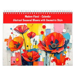 Modern blommande abstrakt säsongsbetonad blomning  kalender