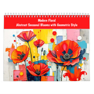 Modern blommande abstrakt säsongsbetonad blomning kalender