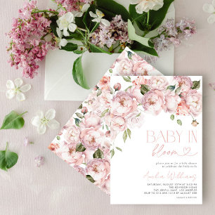 Modern blommande baby shower för flickor inbjudningar