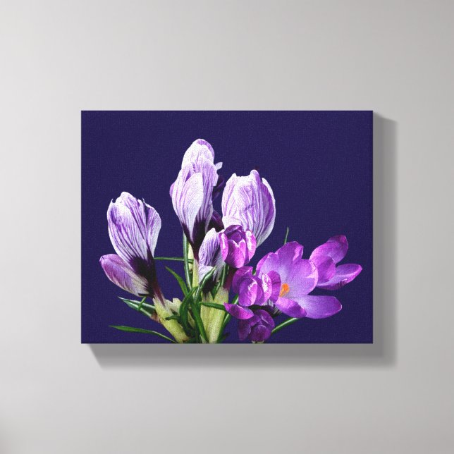 Modern blommande lila krokus elegant färgrik stilr canvastryck (Framsida)