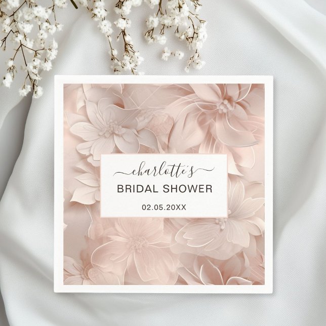 Modern blommande Möhippa Pappersservett (Personalized Modern Flower Bridal Shower Napkins)