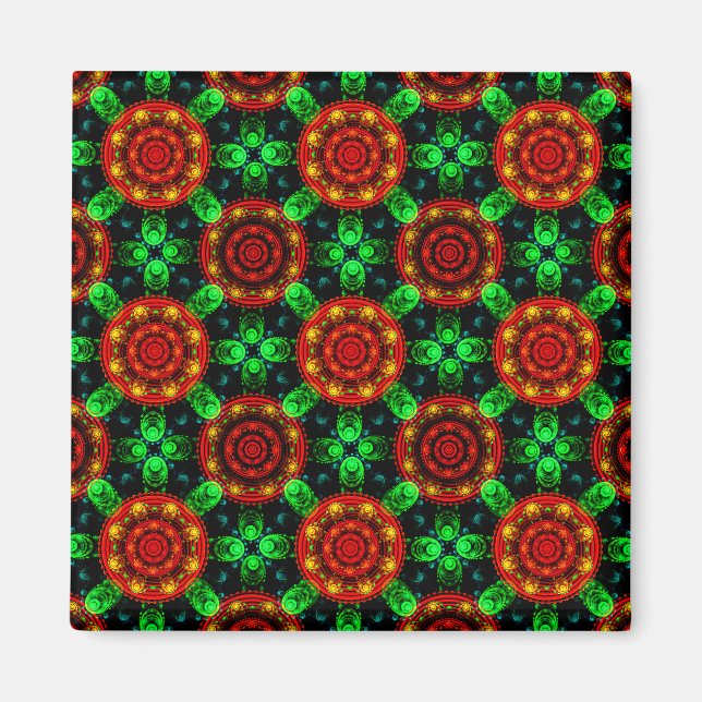 Modern Blommig Boho Elegant Abstrakt Mönster #504 Magnet (Framsidan)