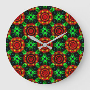 Modern Blommig Boho Elegant Abstrakt Mönster #504 Stor Klocka