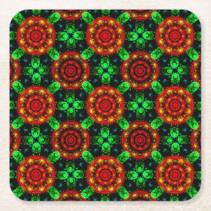 Modern Blommig Boho Elegant Abstrakt Mönster #504 Underlägg Papper Kvadrat