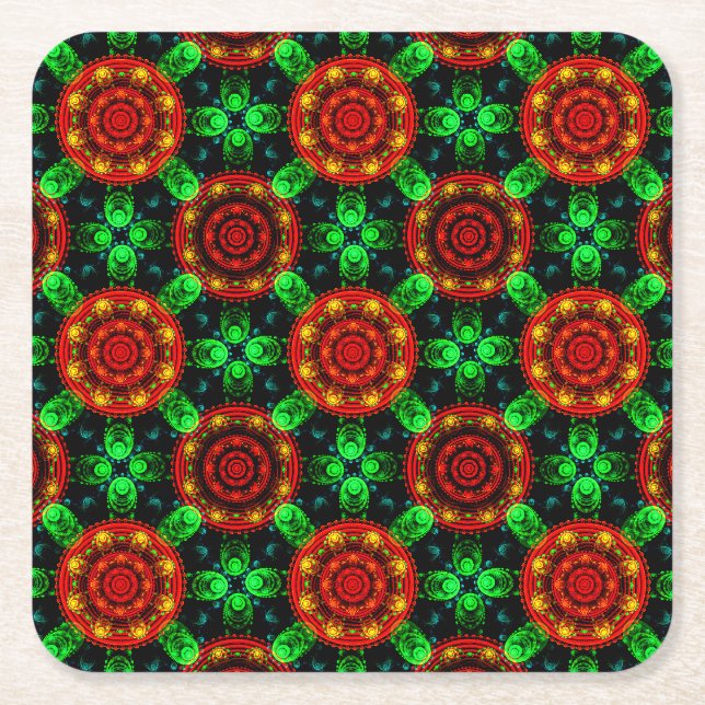Modern Blommig Boho Elegant Abstrakt Mönster #504 Underlägg Papper Kvadrat (Framsidan)