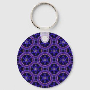 Modern Blommig Boho Elegant Abstrakt Mönster #505 Nyckelring