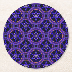 Modern Blommig Boho Elegant Abstrakt Mönster #505 Underlägg Papper Rund