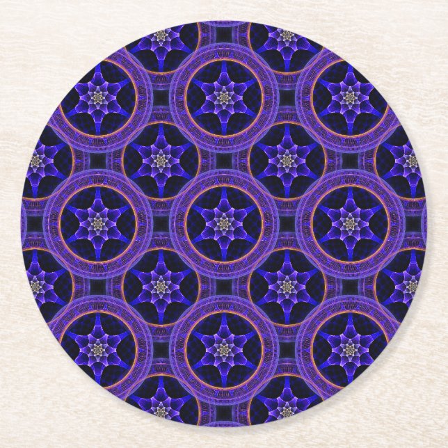 Modern Blommig Boho Elegant Abstrakt Mönster #505 Underlägg Papper Rund (Framsidan)
