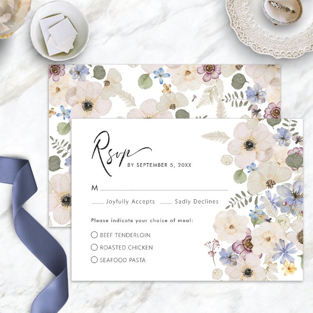 Modern Blommig Botanisk Middagsbekräftelse Kort (Modern Boho Floral Botanical Meal RSVP Card by Painted Paperie
)