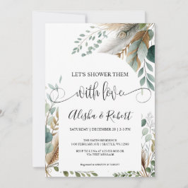 Modern Blommig Dubbelinbjudan för Bröllopsdusch Inbjudningar