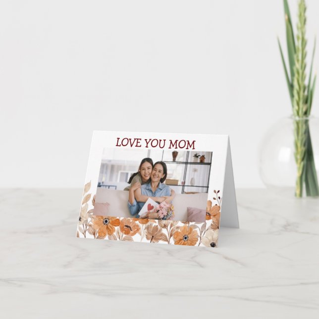 Modern Blommig Grattis Mamma Kort (Framsida)