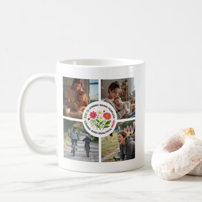 Modern Blommig Multi-Foto Anpassad Mors Dag Kaffemugg (Med munk)