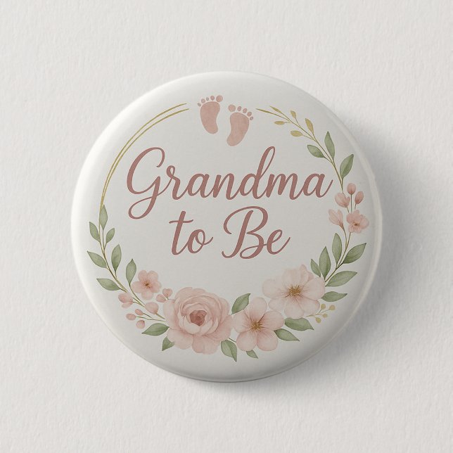 Modern Blommig Pastell Mormor På Väg Knapp (Framsida)