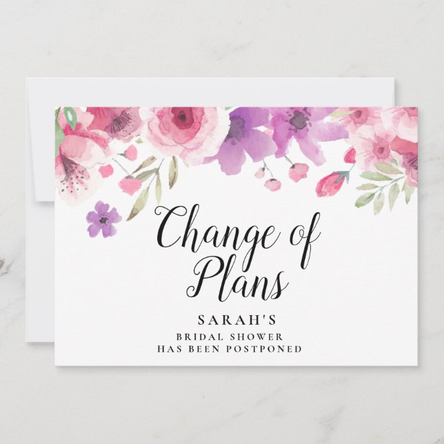 Modern Blommig Planändring Uppställd Inbjudningar (Framsida)