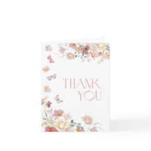 Modern Blommig Rosa Bröllopsdusch Tackkort
