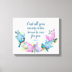 Modern Blommigt 1 Peter 5:7 Faux-Kanvastrycket Canvastryck