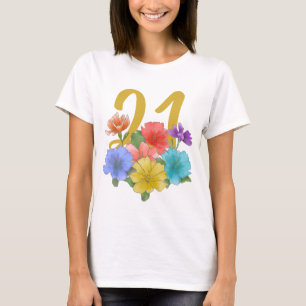 Modern Blommigt 21 Primaveras Birthday T Shirt