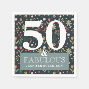 Modern Blommigt 50 och Fabulous Birthday Napkins Pappersservett