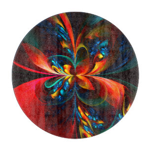 Modern Blommigt Abstrakt Art Orange Blue Mönster #