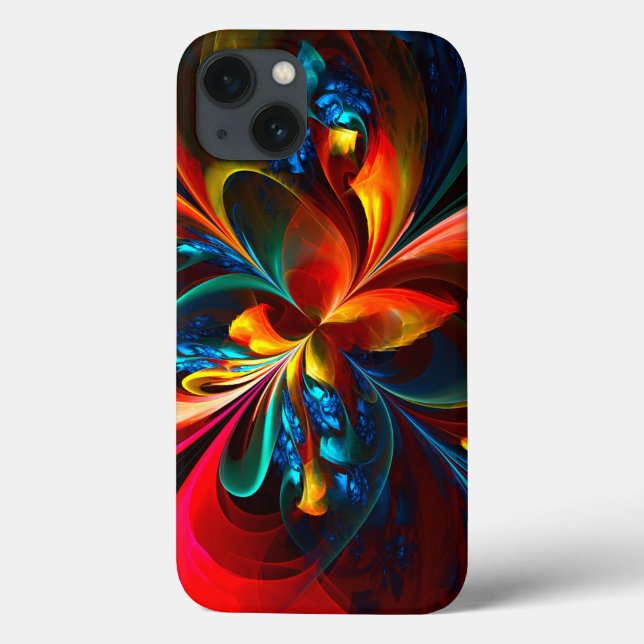 Modern Blommigt Abstrakt Art Orange Blue Mönster # (Baksida)
