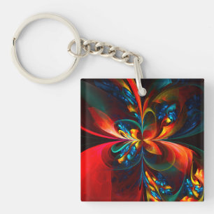 Modern Blommigt Abstrakt Art Orange Blue Mönster #