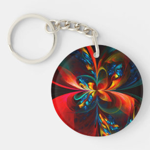 Modern Blommigt Abstrakt Art Orange Blue Mönster #