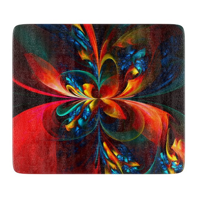 Modern Blommigt Abstrakt Art Orange Blue Mönster # (Framsidan)