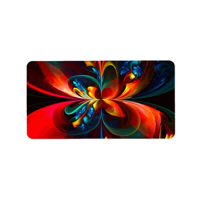 Modern Blommigt Abstrakt Art Orange Blue Mönster # Adressetikett (Framsidan)