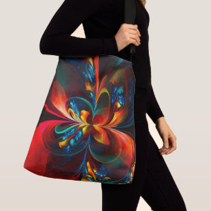 Modern Blommigt Abstrakt Art Orange Blue Mönster # Axelväska