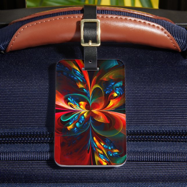 Modern Blommigt Abstrakt Art Orange Blue Mönster # Bagagebricka (Framsida Insitu 2)