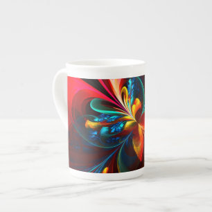 Modern Blommigt Abstrakt Art Orange Blue Mönster # Benporslin Mugg