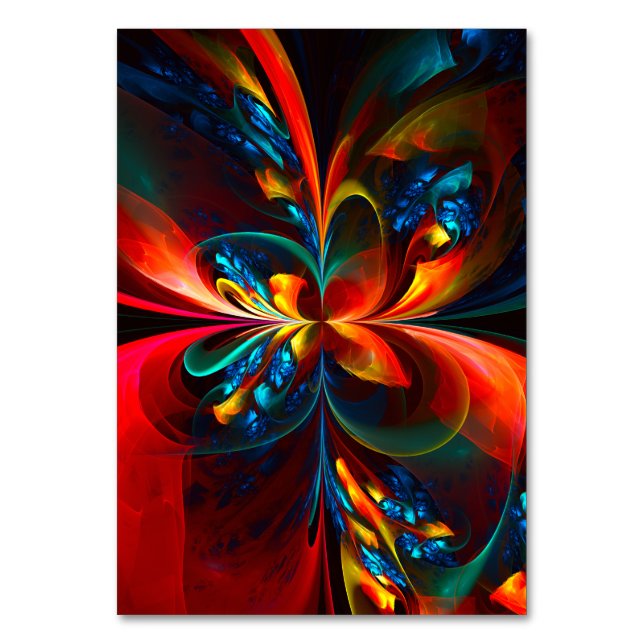 Modern Blommigt Abstrakt Art Orange Blue Mönster # Bordsnummer (Framsidan)