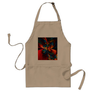 Modern Blommigt Abstrakt Art Orange Blue Mönster # Förkläde