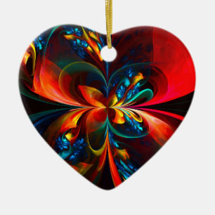Modern Blommigt Abstrakt Art Orange Blue Mönster # Julgransprydnad Keramik