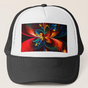 Modern Blommigt Abstrakt Art Orange Blue Mönster # Keps