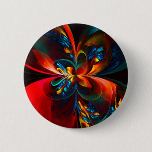 Modern Blommigt Abstrakt Art Orange Blue Mönster # Knapp