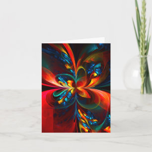 Modern Blommigt Abstrakt Art Orange Blue Mönster # Kort