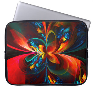 Modern Blommigt Abstrakt Art Orange Blue Mönster # Laptop Fodral