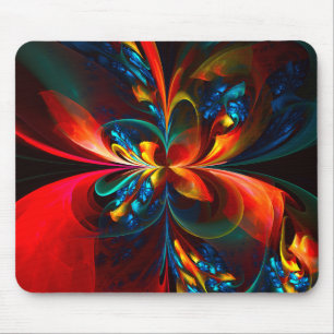 Modern Blommigt Abstrakt Art Orange Blue Mönster # Musmatta