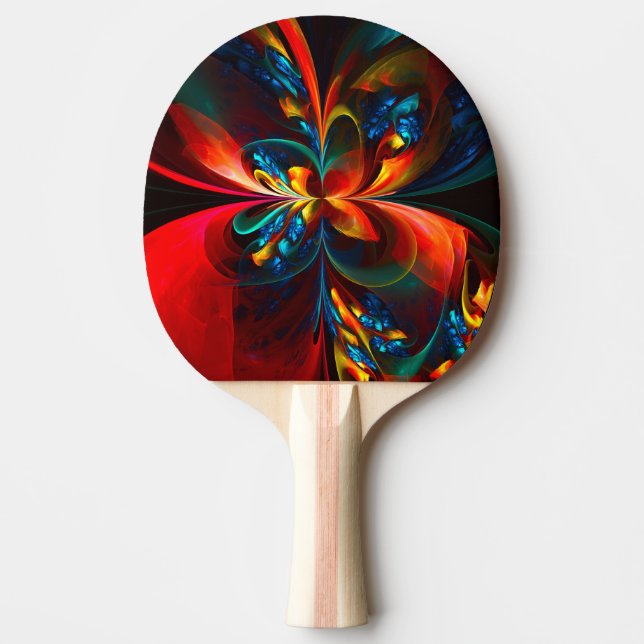 Modern Blommigt Abstrakt Art Orange Blue Mönster # Pingisracket (Framsidan)