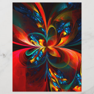 Modern Blommigt Abstrakt Art Orange Blue Mönster # Reklamblad
