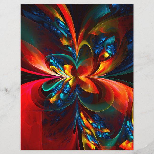 Modern Blommigt Abstrakt Art Orange Blue Mönster # Reklamblad (Framsidan)