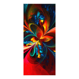 Modern Blommigt Abstrakt Art Orange Blue Mönster # Reklamkort