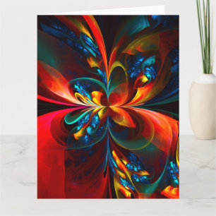 Modern Blommigt Abstrakt Art Orange Blue Mönster # Tack Kort